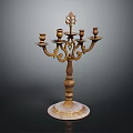 Ornate Vintage Metal Candelabra With Multiple Candle Holders And Circular Base