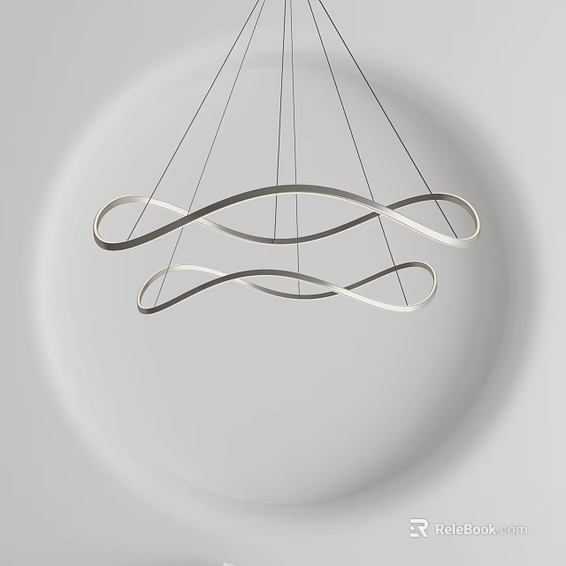 Modern Curved Chandelier Lighting With Sleek Hanging Metal Structure Design 3d model 