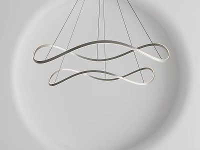 Modern Curved Chandelier Lighting With Sleek Hanging Metal Structure Design 3d model