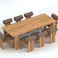 Wooden Dining Table Set With Comfortable Cushioned Chairs For Home Dining Space 3d model