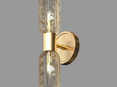 Modern Luxury Wall Light With Double Textured Glass And Gold Metal Base 3d model