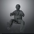 Seated Construction Worker Figure With Safety Helmet Vest And Thumbs Up Gesture