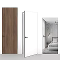 Sleek Modern Hinged Door Design With Wood Grain And White Finish For Bedroom Interior