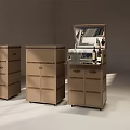 Three Modern Wooden Sideboard Cabinets With Drawers And Open Door Design