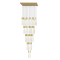 Modern Multi Tiered Chandelier With Transparent Long Rods And Gold Accents