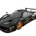 Black Racing Sports Car With Pirelli Tires And Yellow Alloy Wheels Aerodynamic Design