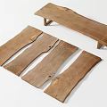 Natural Wood And Stone Crafted Planks With Handmade Bench For Home Decor