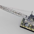 Industrial Crane Equipment Featuring Metal Structure And Mechanical Wheels On Base 3d model