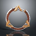 Ornate Circular Weapon Design With Golden Triangles And Red Silver Decorative Elements