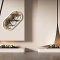 Modern Fireplaces In Minimalist Home Interior Design With Wall Decoration