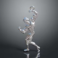 Silver Muscular Male Statue In Tight Athletic Wear Holding Ring Sculpture