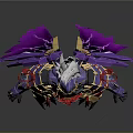 Armored Warrior with Purple Gold Red Spiked Armor and Flowing Cloak