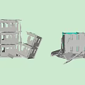 Collapsed Multi Story Building Structure With Scattered Debris And Damaged Walls