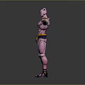 Pink Muscular Humanoid Character 3D Model With Cat Like Head Yellow Belt And Blue Boots