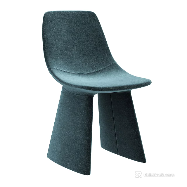 Modern Teal Plush Velvet Leisure Chair With Sculptural Tapered Base For Living Room Interior 3d model 