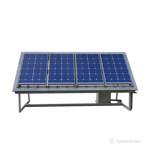 Industrial Solar Equipment Featuring Blue Solar Panels Mounted On Metal Frame For Efficient Energy Use 3d model 