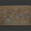 Vintage Wooden Table with Rectangular Distressed Green Red Top and Textured Legs