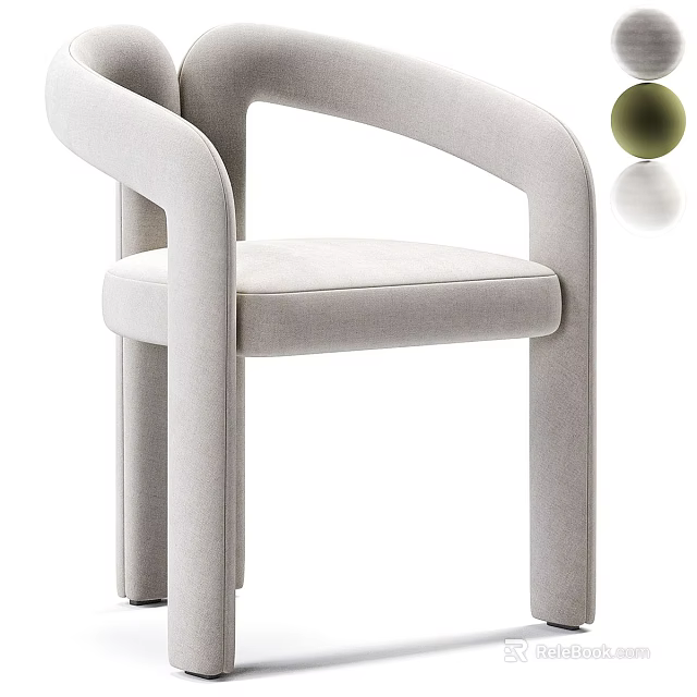 Light Gray Modern Accent Chair With Curved Armrest And Upholstered Soft Seat 3d model 