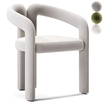 Light Gray Modern Accent Chair With Curved Armrest And Upholstered Soft Seat 3d model