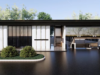 New Chinese-style Community Entrance Landscape Entrance Door Head 3d model