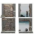 Brick Background Wall In Fashion Toy Store With Decorative Elephant Toys And Potted Plants
