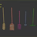 Rusty Long Handled Garden Tools Including Shovels Forks And Rakes Arranged On Dark Background