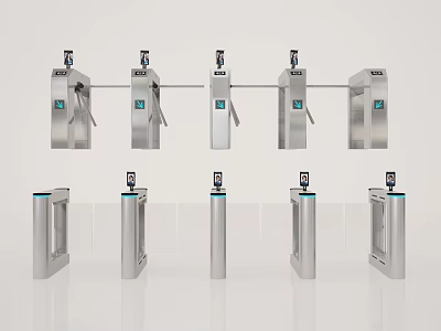Public Facility Turnstiles Featuring Stainless Steel Construction And Various Access Control Designs 3d model