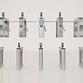 Public Facility Turnstiles Featuring Stainless Steel Construction And Various Access Control Designs 3d model