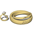Elegant Golden Jewelry Set With Twisted Bracelets And Diamond Studded Rings