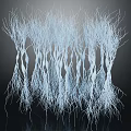Delicate Blue Branch Like Fibrous Structure On Black Background With Reflection 3d model