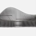 Black Slatted Public Chair With Curved Modern Design For Urban Outdoor Spaces