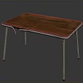 Vintage Industrial Style Table With Wooden Top Metal Edge And Metal Legs