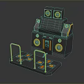 Modern Dance Machine Computer System With Speakers Console And Yellow Rails Platform 3d model
