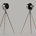 Modern Chrome Air Conditioning Fan With Tripod Stand And Sleek Design