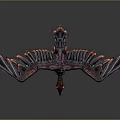 Fantasy Eagle Spreading Wings Flying With Red Claws Open Beak And Fiery Glowing Effects