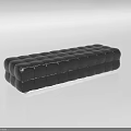 Black Leather Rectangular Ottoman With Tufted Design For Modern Living Room 3d model
