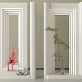 Modern White Room Dividers With Striped Lines Pink Rabbit Green Plant And Glass Vase