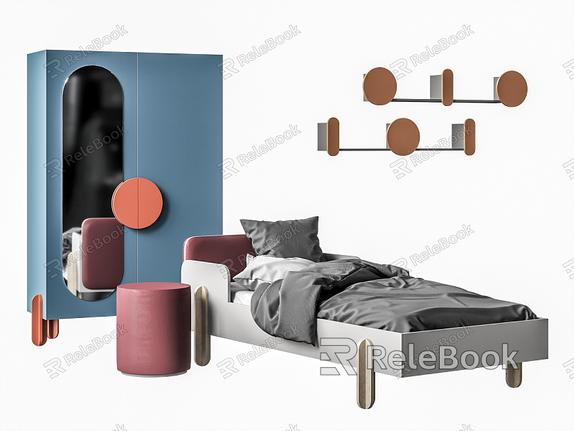 Modern Single Bed Single Bed Furniture Combination model