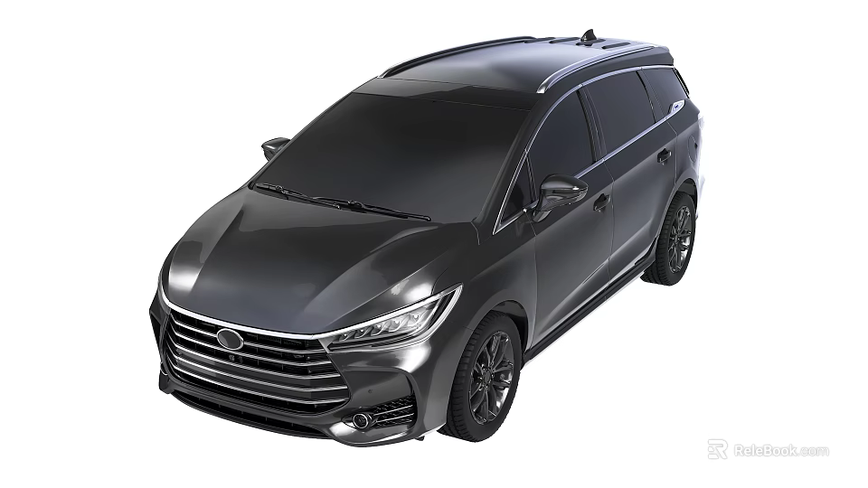Modern Black MPV Car With Sleek Body Design Front Grille And Alloy Wheels 3d model 