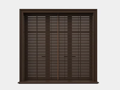 Dark Brown Wooden Window Blinds With Framed Structure For Interior Decoration 3d model