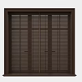 Dark Brown Wooden Window Blinds With Framed Structure For Interior Decoration 3d model