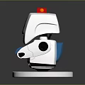 Silver Robot Device With Red Top Yellow Eyes Blue Components Round Base And M10 Label