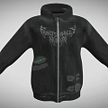 Black Zip Up Hoodie With Green Graphics And Casual Streetwear Design