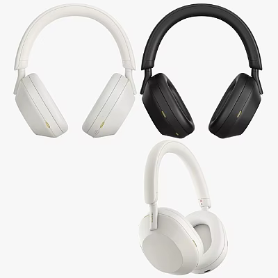 Stylish Modern Over Ear Headphones With White And Black Color Options And Sleek Design 3d model
