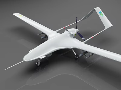 White Unmanned Aerial Vehicle Drone With Propeller Wings And Landing Gear 3d model