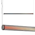Modern Linear Hanging Pendant Light With Multicolored Metal Stripes And Sleek Design