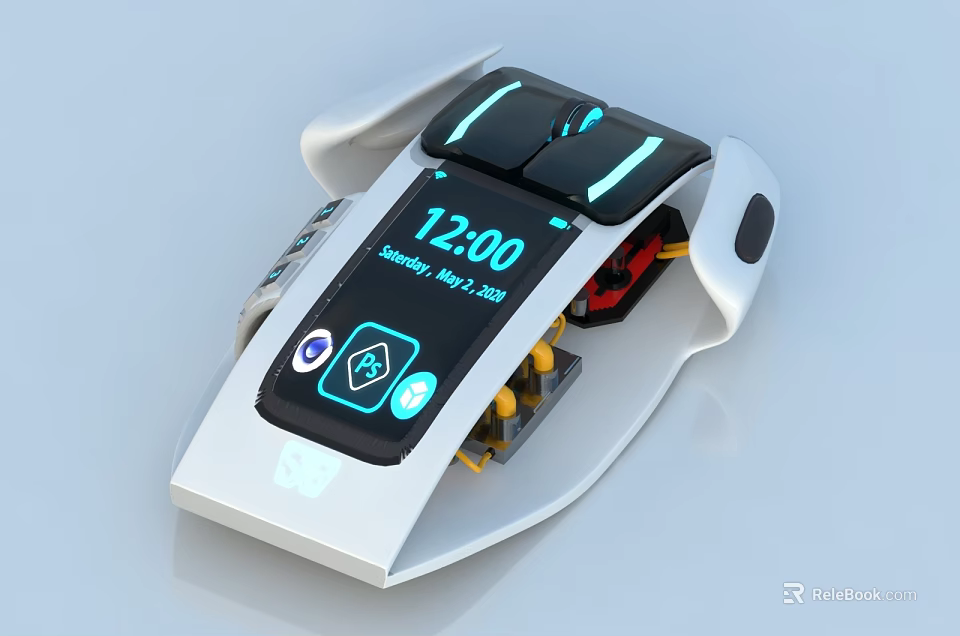 Modern Smart Computer Device With Digital Display Showing Time And Date 3d model 