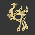 Golden Phoenix Shaped Decorative Home Accessory With Intricate Design And Circular Transparent Part