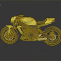 Sleek Shiny Metallic Golden Motorcycle With Modern Design Black Seat Tires