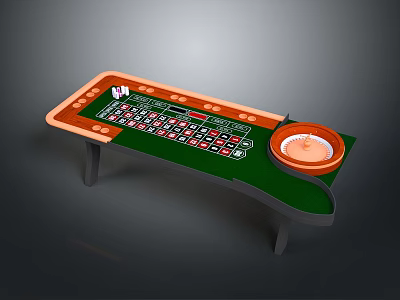 Roulette Table with Green Top Roulette Wheel Chips and Playing Cards for Living Space 3d model